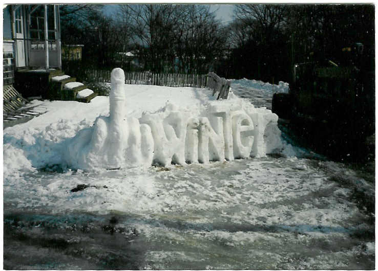 A humerous snow sculpture